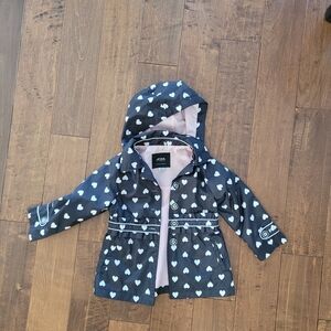 London Fog Kids Heart Patterned Spring Coat - Black and White